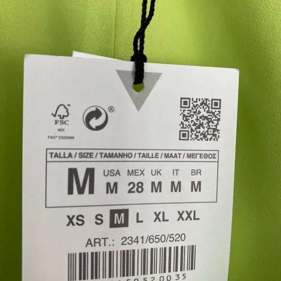 Brand new size 6 satin ZARA wrap dress in neon lime green - Picture 3 of 5